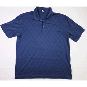 Nike Golf Shirt Mens Navy Blue Polo Argyle White Swoosh Performance Size XL